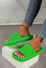 Bright Green Solid Non-slip Wide Band Thick Sole Slippers