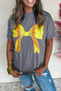 Gray Baseball Bowknot Graphic Casual Tee