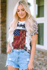 Leopard Vintage American Flag Graphic T Shirt Leopard Vintage American Flag Graphic T Shirt