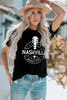 Black NASHVILLE MUSIC CITY Graphic Print Crew Neck T Shirt