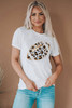 White Leopard Heart Shape Rugby Print Short Sleeve T Shirt