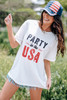 White PARTY In The USA Graphic Crew Neck T Shirt
