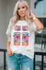White Floral Crossed Graphic Easter Round Neck T Shirt