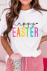 White Happy EASTER Round Neck Graphic Tee