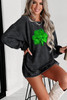 Black Sequin Embroidered Clover Corded Sweatshirt Black Sequin Embroidered Clover Corded Sweatshirt