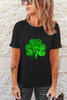 Black Sequin Clover Embroidered Round Neck Graphic Tee Black Sequin Clover Embroidered Round Neck Graphic Tee