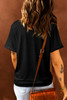 Black Happy GO Lucky Clover Print Crew Neck T Shirt