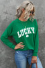 Green St. Patricks LUCKY Clover Print Raglan Sleeve Sweatshirt