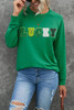 Green St Patricks LUCKY Chenille Embroidered Graphic Sweatshirt Green St Patricks LUCKY Chenille Embroidered Graphic Sweatshirt