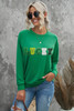 Green St Patricks LUCKY Chenille Embroidered Graphic Sweatshirt Green St Patricks LUCKY Chenille Embroidered Graphic Sweatshirt
