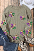 Green Glitter Mardi Gras Symbol Corded Baggy Sweatshirt