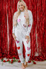 Gray Sequin Valentine Heart Pattern Pullover Jogger Pants Set