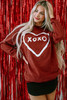 Racing Red XOXO Heart Shape Graphic Corded Sweatshirt