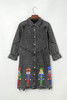 Gray Sequin Nutcracker Graphic Long Sleeve Shirt Denim Dress