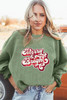 Grass Green Merry & Bright Sequin Ribbed Crew Neck Sweatshirt