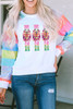 White Sequin Colorblock Sleeve Nutcracker Graphic Sweatshirt