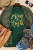 Green Merry & Bright Starry Graphic Tee