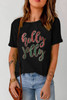 Black Christmas Sequined holly jolly Graphic Tee
