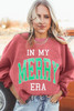Strawberry Pink IN MY MERRY ERA Loose Fit Corded Sweatshirt
