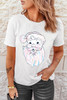 White Cute Santa Claus Graphic Casual Tee