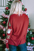 Red Sequined Christmas Favor Sleeve Casual Pullover
