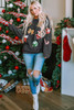 Black Sequined Christmas Graphic Corded Sweatshirt