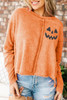 Orange Halloween Pumpkin Face Exposed Seam Patchwork Sweatshirt