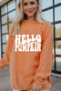 Orange HELLO PUMPKIN Letter Graphic Corded Sweatshirt