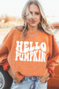 Orange HELLO PUMPKIN Letter Graphic Corded Sweatshirt