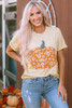 Khaki Sweet Floral Pumpkin Graphic Tee