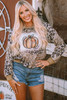 Leopard Tie Dyed Polished Pumpkin Graphic Long Sleeve Top