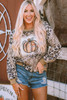 Leopard Tie Dyed Polished Pumpkin Graphic Long Sleeve Top
