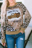 Leopard Tie Dyed Pumpkin Truck Graphic Long Sleeve Top