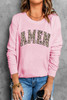 Pink Leopard AMEN Graphic Pullover Sweatshirt