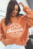 Orange Autumn Pumpkin Graphic Print Corded Oversized Sweatshirt