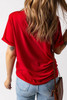 Fiery Red Let Freedom Ring Stars Print T Shirt