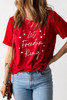 Fiery Red Let Freedom Ring Stars Print T Shirt