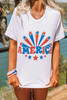 White AMERICA Star Graphic Round Neck Tee