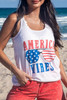 White AMERICA VIBES Sunglasses Graphic Print Racerback Tank Top White AMERICA VIBES Sunglasses Graphic Print Racerback Tank Top