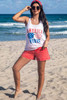 White AMERICA VIBES Sunglasses Graphic Print Racerback Tank Top White AMERICA VIBES Sunglasses Graphic Print Racerback Tank Top