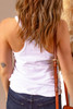 White AMERICA VIBES Sunglasses Graphic Print Racerback Tank Top White AMERICA VIBES Sunglasses Graphic Print Racerback Tank Top