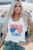 White AMERICA VIBES Sunglasses Graphic Print Racerback Tank Top White AMERICA VIBES Sunglasses Graphic Print Racerback Tank Top