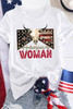 White American Woman Bull Skull Graphic T Shirt