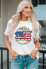 White USA Flag Slogan Graphic T-shirt