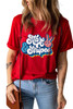 Fiery Red Stars & Stripes Graphic Crew Neck T Shirt