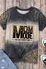 Gray MOM MODE Leopard Bleach Print Vintage Graphic Tee