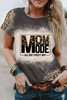 Gray MOM MODE Leopard Bleach Print Vintage Graphic Tee