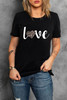 Black Leopard Heart Love Graphic T Shirt