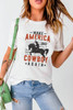 White America Cowboy Slogan Graphic Crew Neck T Shirt