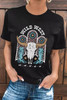 Black WILD WEST Steer Skull Graphic T Shirt